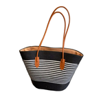 Straw Striped Woven Shoulder Bag Women's Casual Summer Beach Handbags