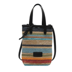Straw Woven Mini Crossbody Bag Colrorful Striped Boho Casual Beach Zip Purse