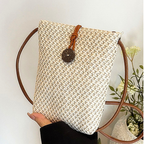 Straw Woven Texture Mini Crossbody Bag Women's Summer Off White Purses