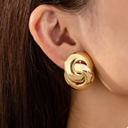 Stud Earrings Chunky Knot Gold 18K Gold-Plated Jewelry Golden One Size Stud_Earrings_Chunky_Knot_Gold_18K_Gold-Plated_Jewelry Trendsi