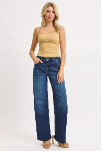 RISEN Women's Jeans Mid Rise Wide Baggy Dark Wash Denim Pants Styleinger_Denim_Jeans_Collection_USA_Brands_Sale_Offers Trendsi