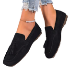 Suede Women's Loafers Tassel Casual Flats Rubber Low Heels Comfort Shoes