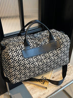 Travel Bag Canvas Black Geometric Pattern Large Handbag Travel_Bag_Canvas_Black_Geometric_Pattern_Large_Handbag Trendsi