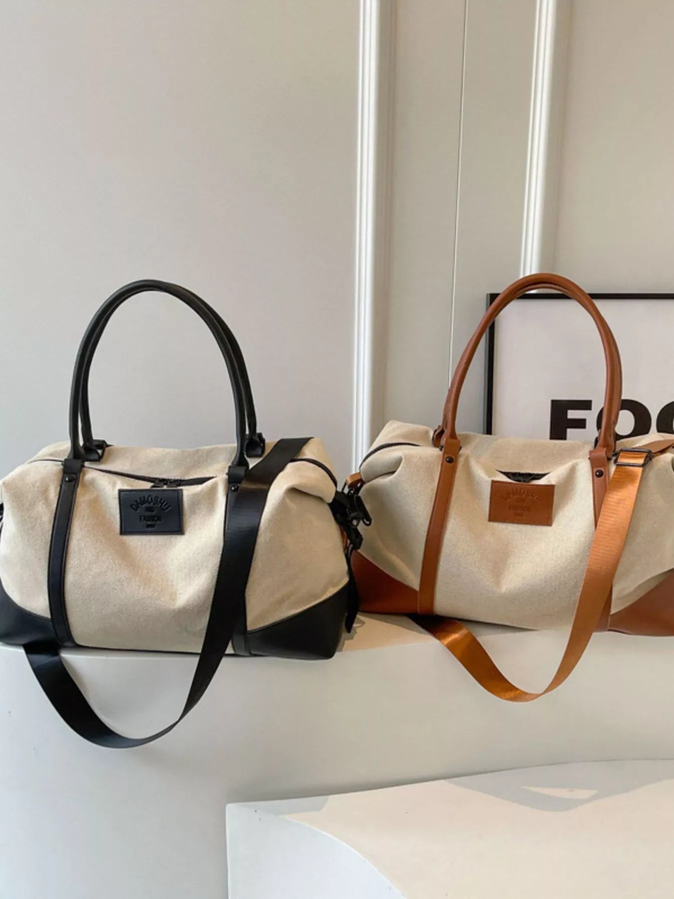 Travel Bag Canvas Leather Trim Large Handbags