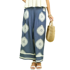 Umgee Wide Leg Pants Denim Blue Floral Print Casual Summer Loose Lightweight