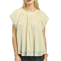 Umgee Blouse Ruffle Round Neck Crinkle Ballon Short Sleeve Peasant Lightweight Top