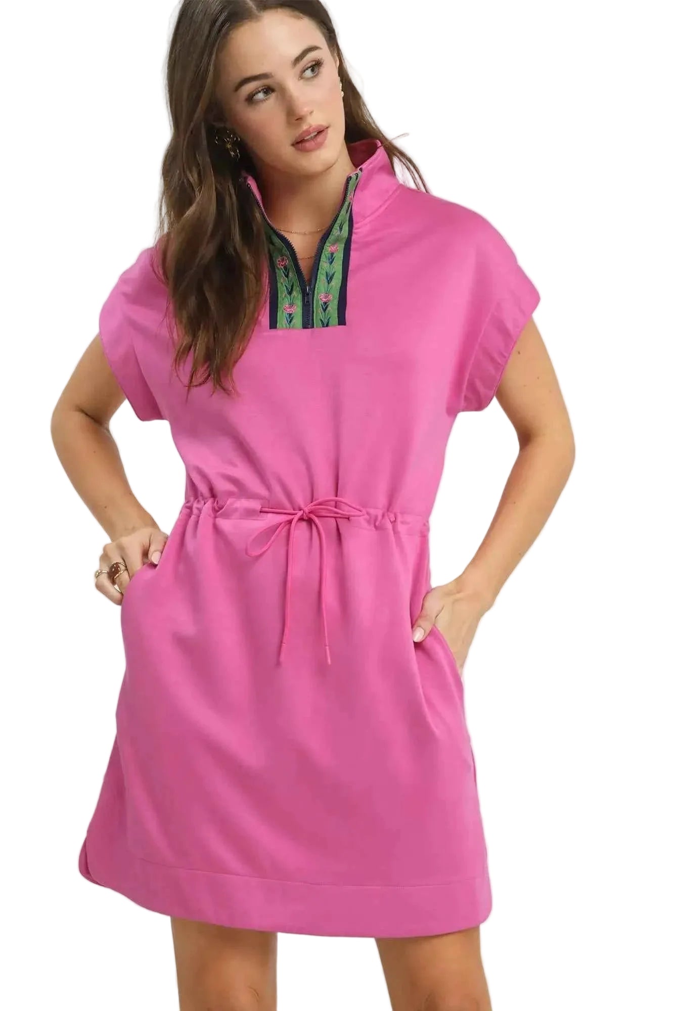 Umgee Dolman Sleeve Zip Detail Dress