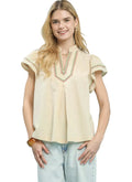 Umgee Embroidered Flutter Sleeve Blouse – Women’s Boho Casual Top