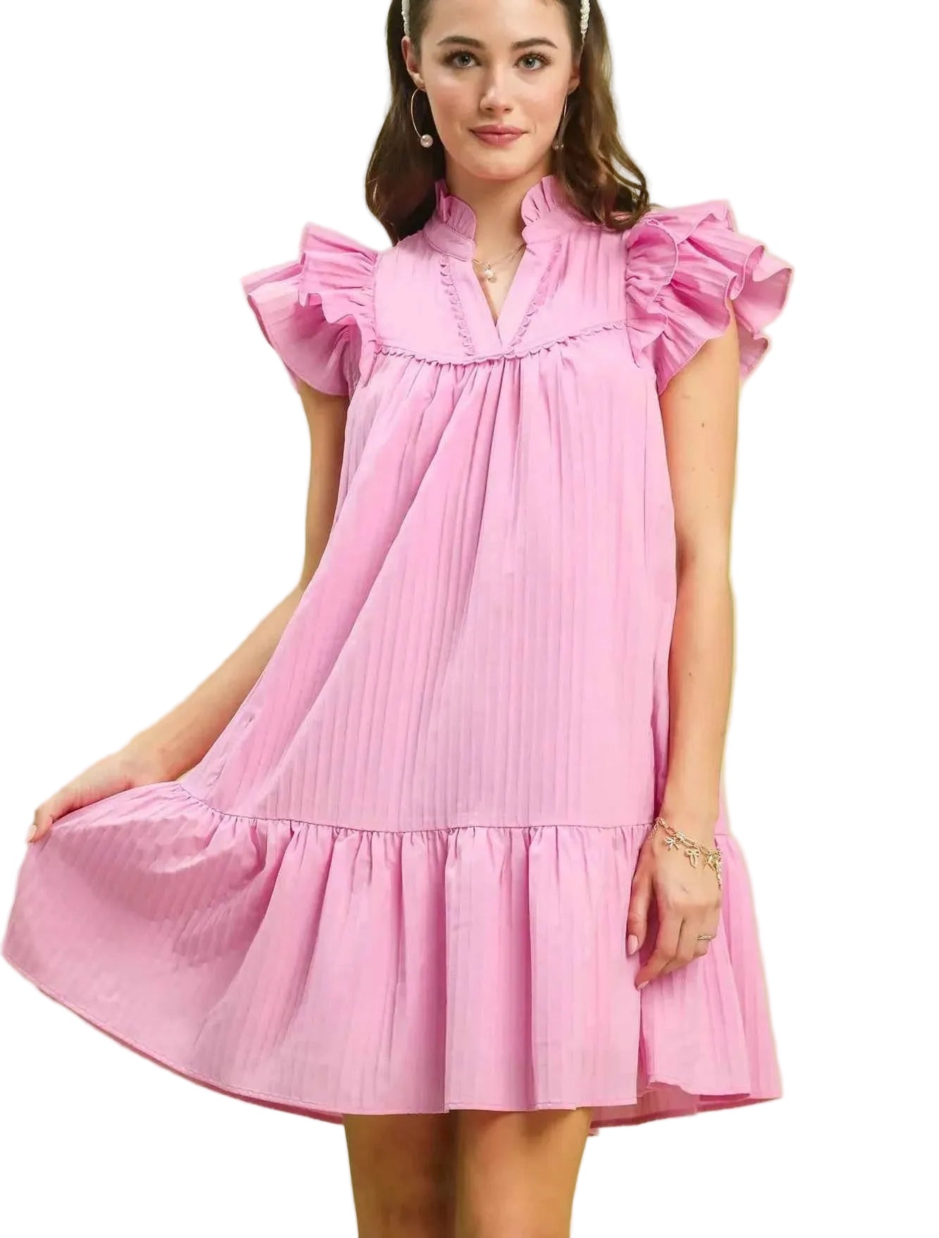 Umgee Flutter Sleeve Tiered Dress – Women’s Boho Midi Dress