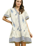 Umgee Linen Printed Button-Front Tiered Mini Dress – Women’s Casual Summer Dress