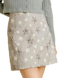 Umgee Mini Skirt Silver Women’s Animal Star Print Skirt with Back Zipper Closure - Styleinger