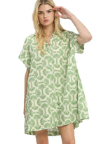 Umgee Printed Button Front Shirt Dress