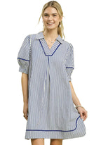 Umgee Stripe Collared Shift Dress