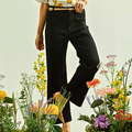Umgee USA Ankle Pants Black Mid Rise Wide Leg Front Pockets Casual Trousers