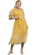 Umgee USA Honey Floral Print Midi Dress – Tie Waist & Side Pockets | Styleinger