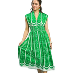 Umgee USA Midi Dress Floral Green Stripe Mix V-Neck Button Sleeveless Smocked