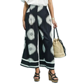 Umgee Wide Leg Pants Black Floral Print Casual Summer Loose Trousers