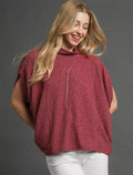 Umgee Womens Blouse Berry Textured Mock Neck Relaxed Top BERRY Umgee_Womens_Blouse_Berry_Textured_Mock_Neck_Relaxed_Top Trendsi