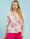 Umgee Womens Blouse Floral Embroidered Top with Ruffle Trim Short Sleeve BERRY Umgee_Womens_Blouse_Floral_Embroidered_Top_with_Ruffle_Trim_Short_Sleeve Trendsi