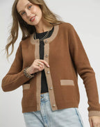 Umgee Womens Cardigan Latte Brown Two-Tone Button Front Sweater LATTE Umgee_Womens_Cardigan_Latte_Brown_Two-Tone_Button_Front_Sweater Trendsi