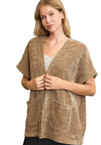 Umgee Womens Knit Cardigan Mocha Open Front with Front Pockets MOCHA Umgee_Womens_Knit_Cardigan_Mocha_Open_Front_with_Front_Pockets Trendsi