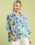 Umgee Womens Shirt Ocean Mix Floral Oversized Long Sleeve Top OCEAN MIX Umgee_Womens_Shirt_Ocean_Mix_Floral_Oversized_Long_Sleeve_Top Trendsi