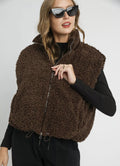 Umgee Womens Vest Coat Brown Sherpa-Lined Zip Up with Drawstring Hem Brown Umgee_Womens_Vest_Coat_Brown_Sherpa-Lined_Zip_Up_with_Drawstring_Hem Trendsi