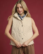 Umgee Womens Vest Cream Quilted Floral Embroidered Outwear ECRU Umgee_Womens_Vest_Cream_Quilted_Floral_Embroidered_Outwear Trendsi