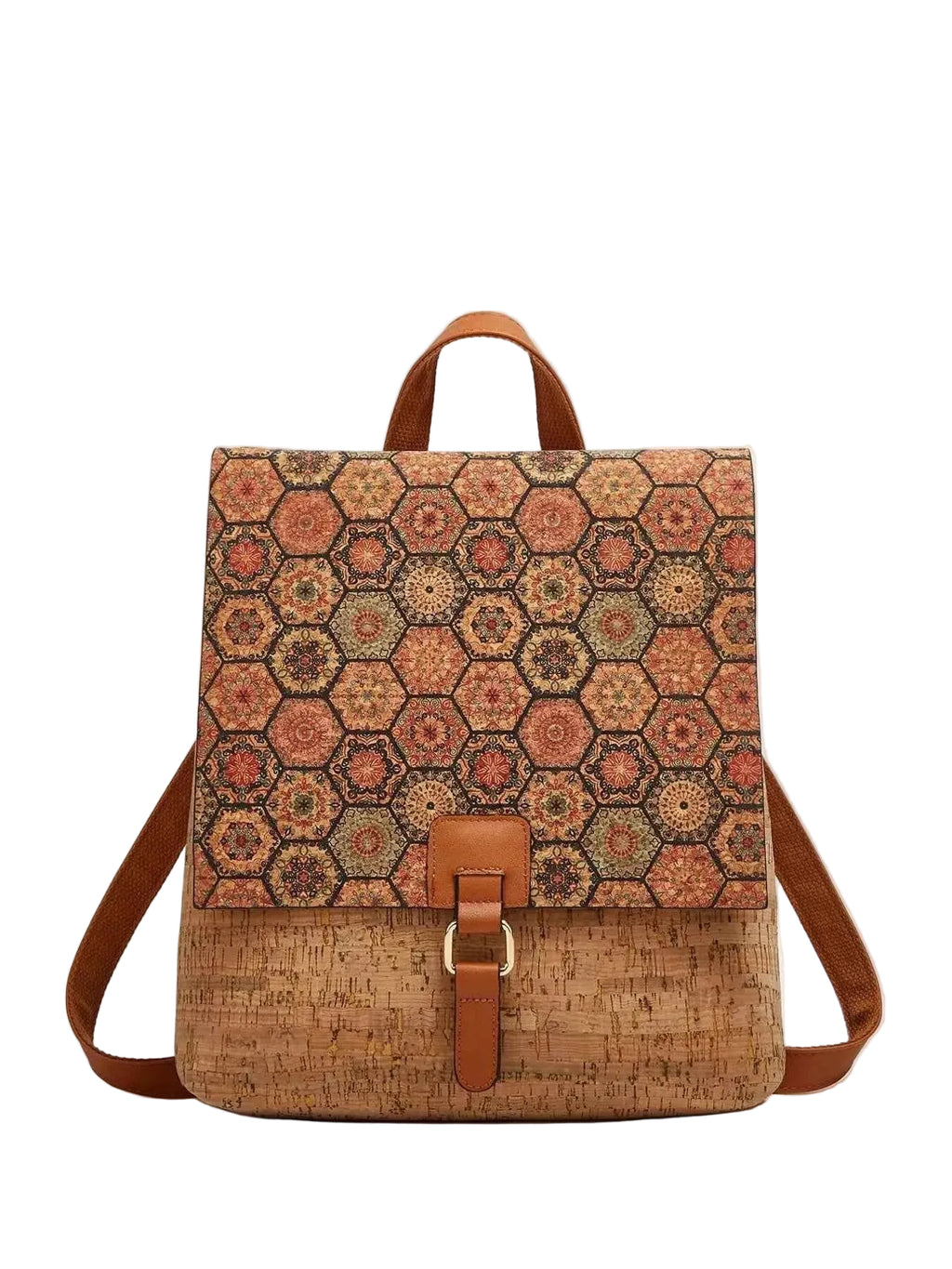 Vintage Bark Print Flap Backpack – Stylish Travel & Everyday Bag