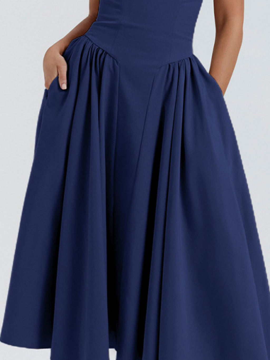 Midi Dress Ruffled Sweetheart Neck Spaghetti Strap Sleeveless Empire Waist