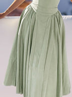 Midikleid mit Rüschen, herzförmigem Ausschnitt, Spaghettiträgern, ärmellos, Empire-Taille