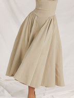 Midikleid mit Rüschen, herzförmigem Ausschnitt, Spaghettiträgern, ärmellos, Empire-Taille