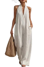Sleeveless Wide-Leg Jumpsuit V-Neck Halter Oversized Loose Summer Overall