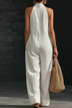 Sleeveless Wide-Leg Jumpsuit V-Neck Halter Oversized Loose Summer Overall