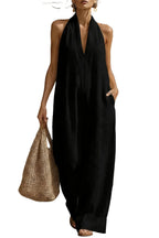 Sleeveless Wide-Leg Jumpsuit V-Neck Halter Oversized Loose Summer Overall