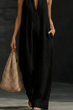 Sleeveless Wide-Leg Jumpsuit V-Neck Halter Oversized Loose Summer Overall