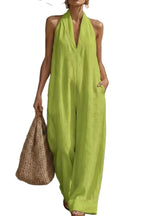 Sleeveless Wide-Leg Jumpsuit V-Neck Halter Oversized Loose Summer Overall
