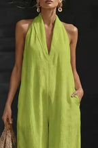 Sleeveless Wide-Leg Jumpsuit V-Neck Halter Oversized Loose Summer Overall