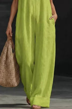 Sleeveless Wide-Leg Jumpsuit V-Neck Halter Oversized Loose Summer Overall