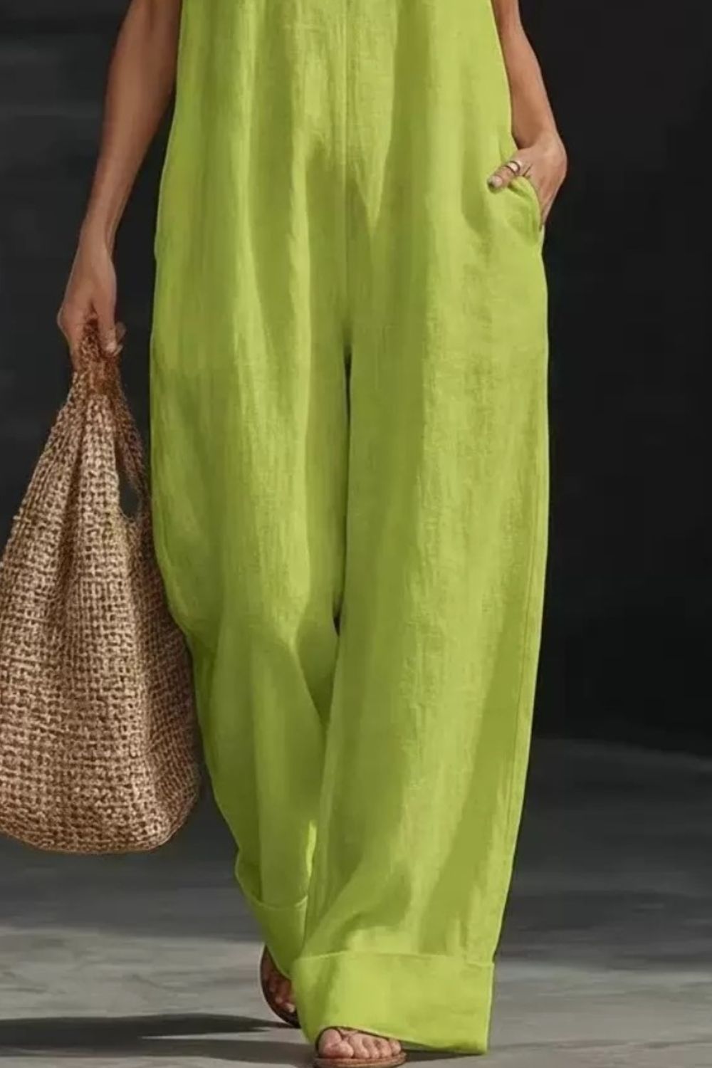 Sleeveless Wide-Leg Jumpsuit V-Neck Halter Oversized Loose Summer Overall