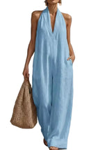 Sleeveless Wide-Leg Jumpsuit V-Neck Halter Oversized Loose Summer Overall
