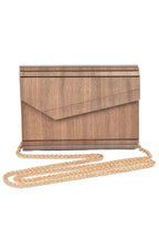 Wooden Clutch with Mixed Metal Hardware, Sculptural Hard-Shell Design, Approx. 6.75" W x 5" H x 2" D
