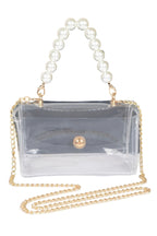Transparent Flap Bag with Pearl-Accented Handle