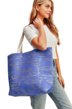 Gold Foil Whale Tote Bag – Elegant Cotton-Polyester Blend with Shimmering Whale Design