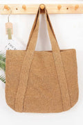 Woven Straw Tote Bag with Mixed Metal Accents - Spacious and Durable Summer Beach Bag