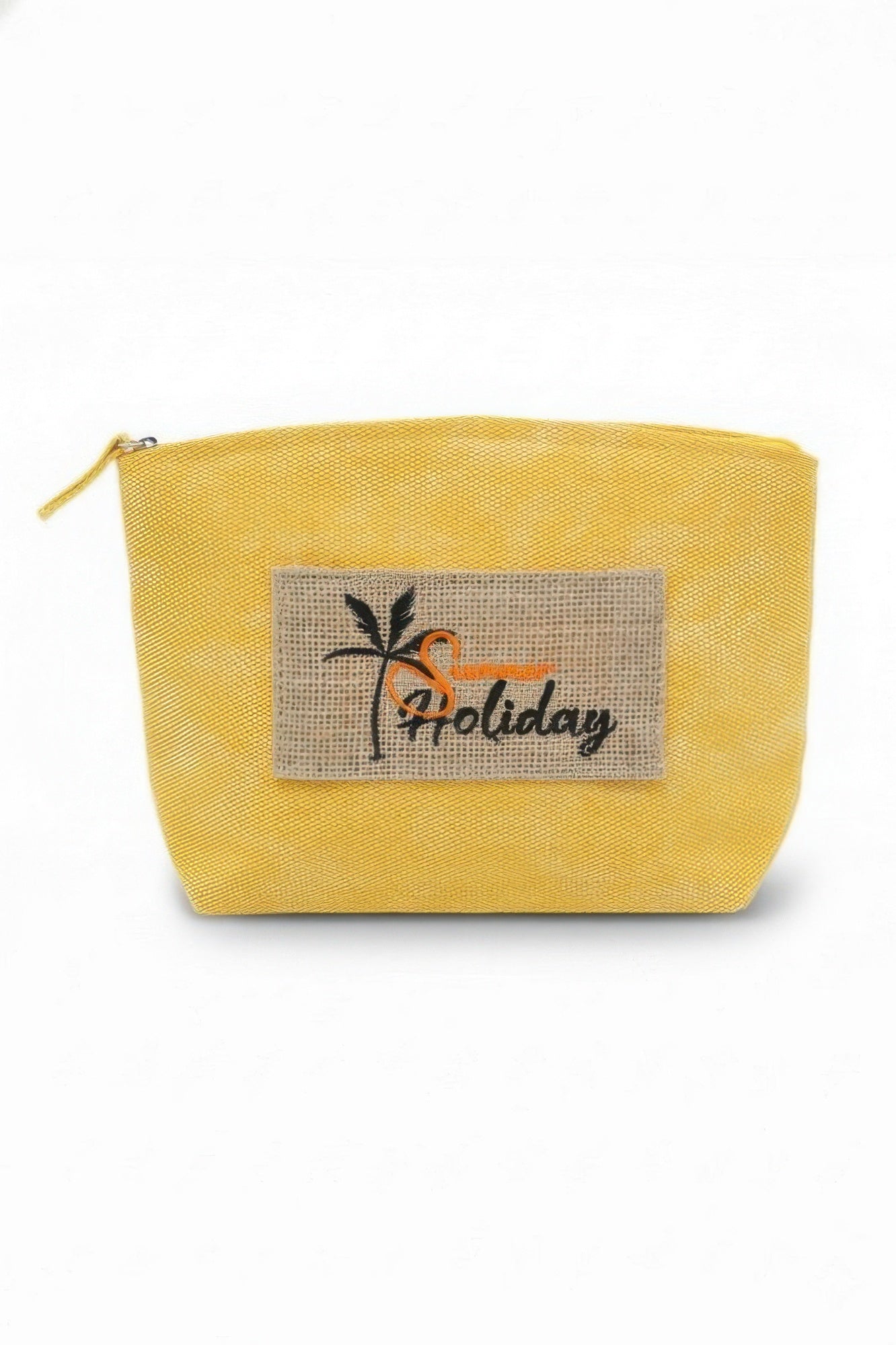 Holiday Patch Vintage Cosmetic Pouch with Palm Tree Design