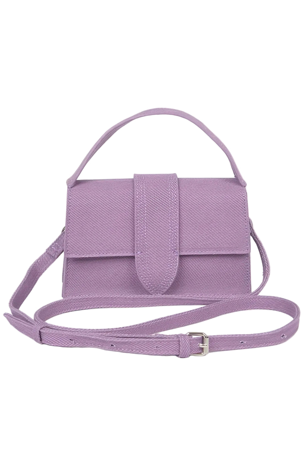 Denim Top Handle Crossbody Bag with Mixed Metal Accents, Slim Structured Design, 7.25"W x 4.5"H x 2"D