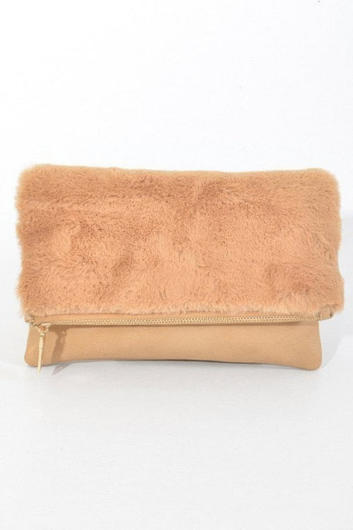 Fluffy Foldable Hand Clutch Bag