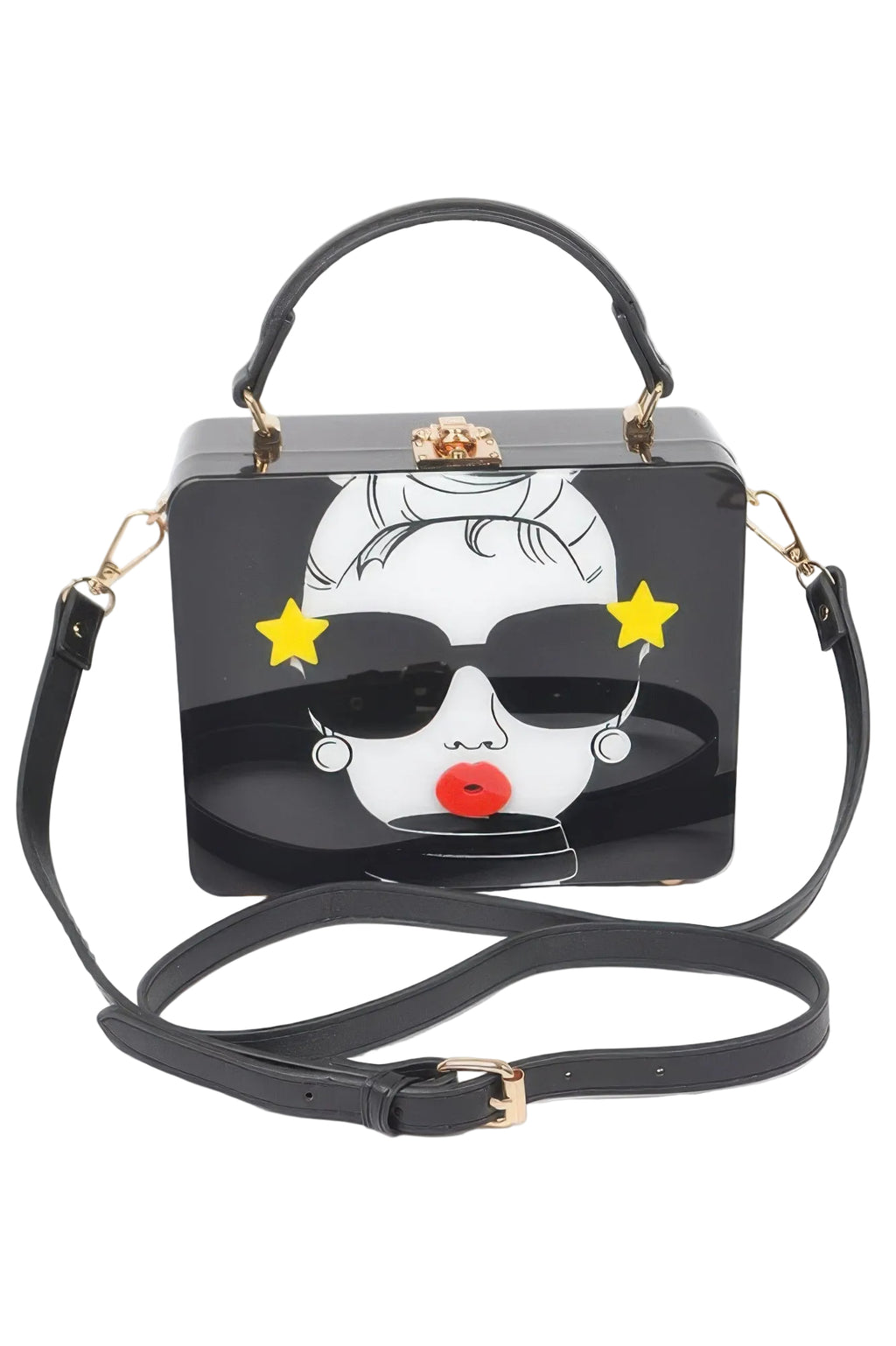 Pop Star Acrylic Box Clutch - Sleek Structured Evening Bag with Mixed Metal Accents