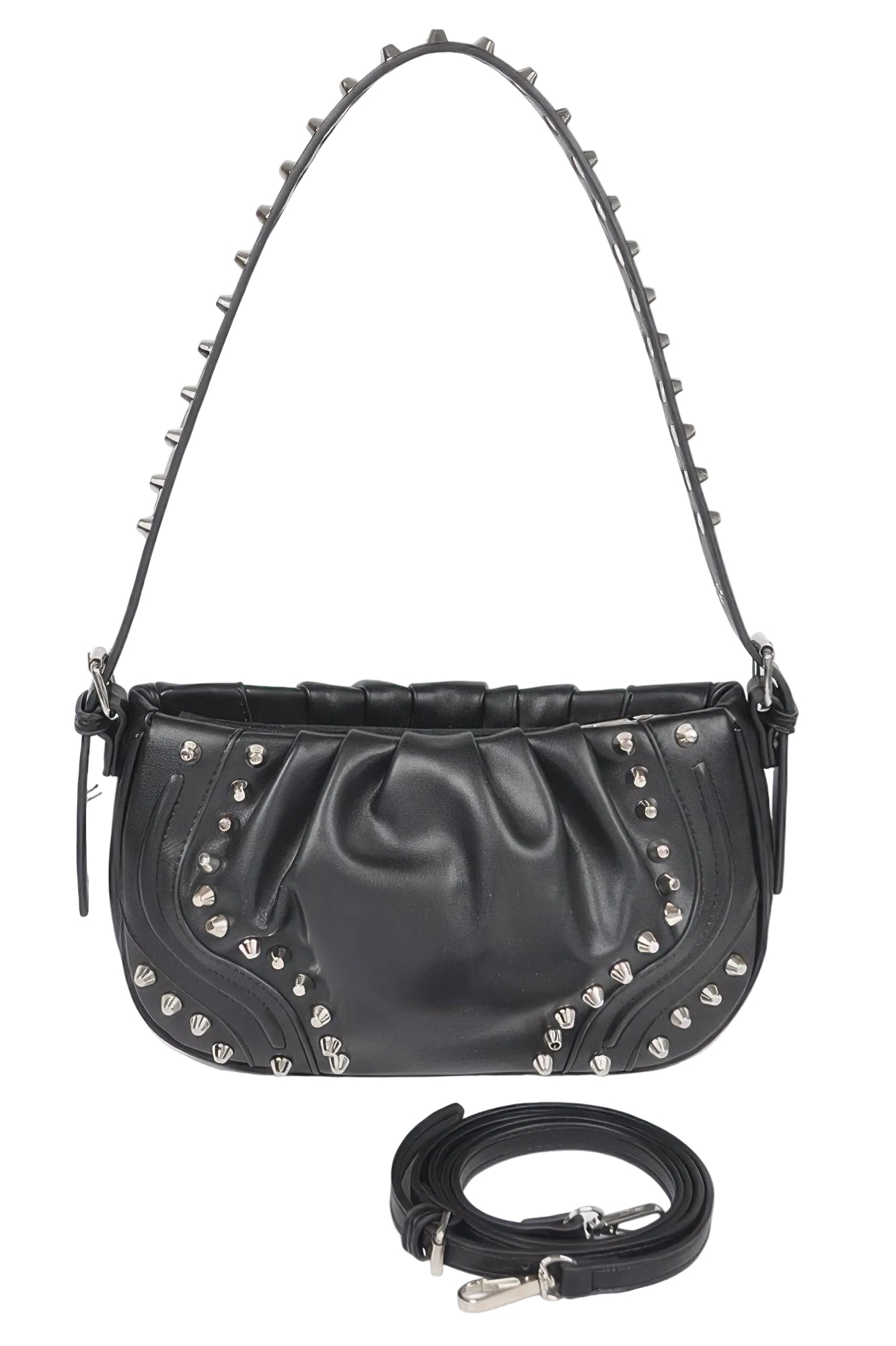 Faux Leather Shoulder Bag with Studded Accents